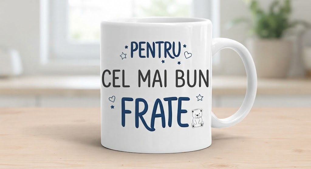 Cană pentru frate – Pentru cel mai bun frate, ursuleț și steluțe