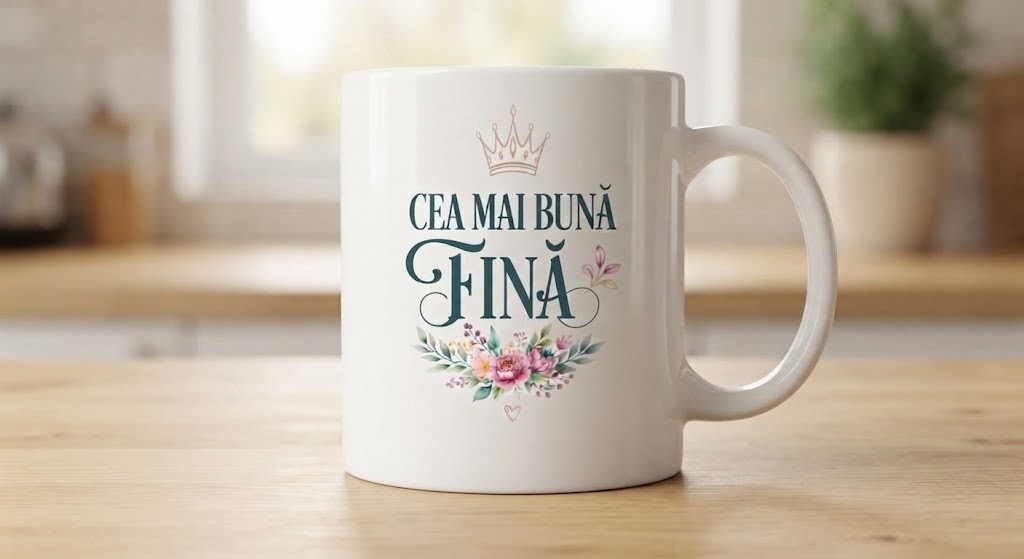 Cană pentru fină – Cea mai bună fină, cu flori și coroană