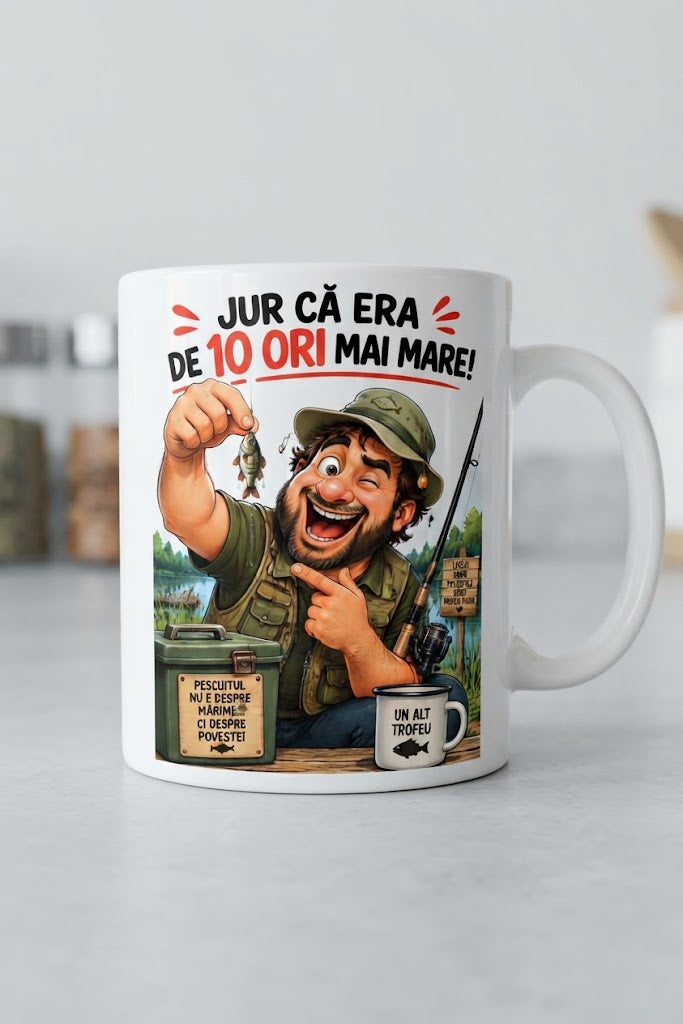 Cană pentru pescar – Jur că era de 10 ori mai mare!