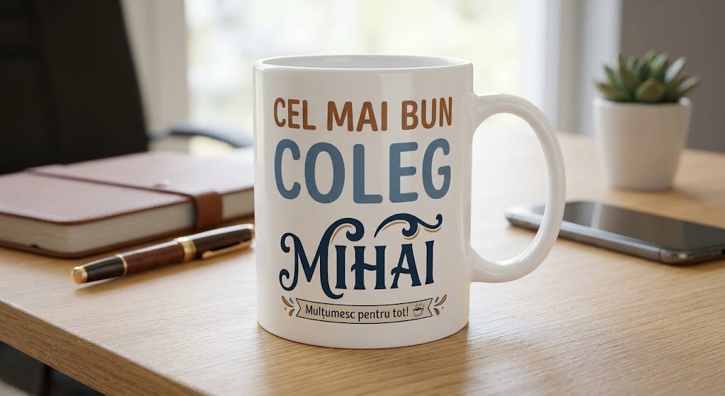 Cană pentru coleg – Cel mai bun coleg, Mihai, Mulțumesc pentru tot!