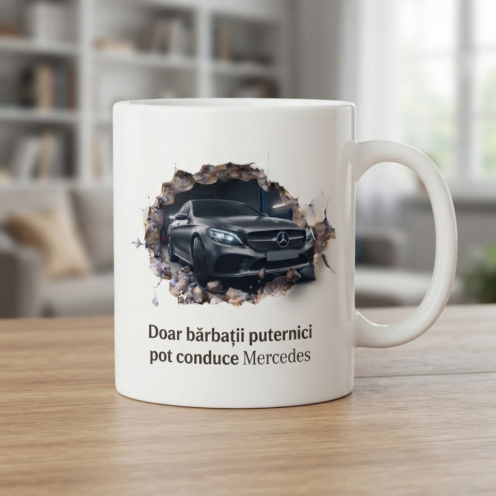 Cană Mercedes – Doar bărbații puternici pot conduce Mercedes