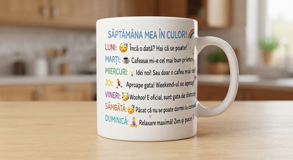 Cană amuzantă – Săptămâna mea în culori