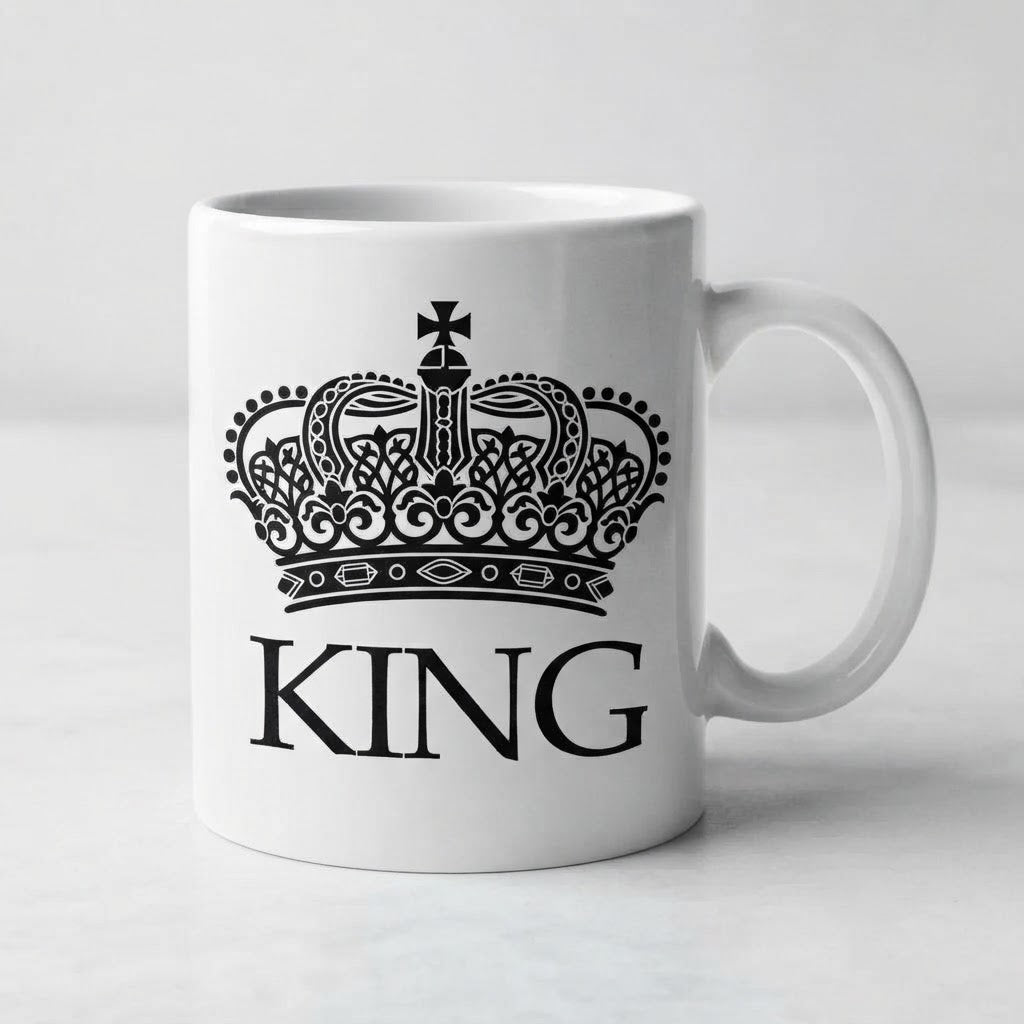Cană KING – Coroană neagră ornamentată