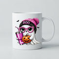 Cană Halloween – Fantomiță BOO cu ochelari roz și dovleac