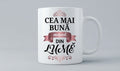 Cană pentru mamă – Cea mai bună mamă din lume, cu panglică roz