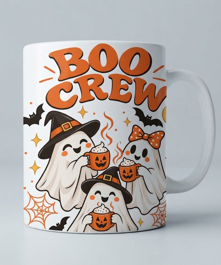 Cană Halloween – Boo Crew cu fantomițe