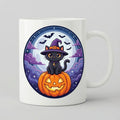 Cană Halloween – Pisică neagră pe dovleac în chenar oval