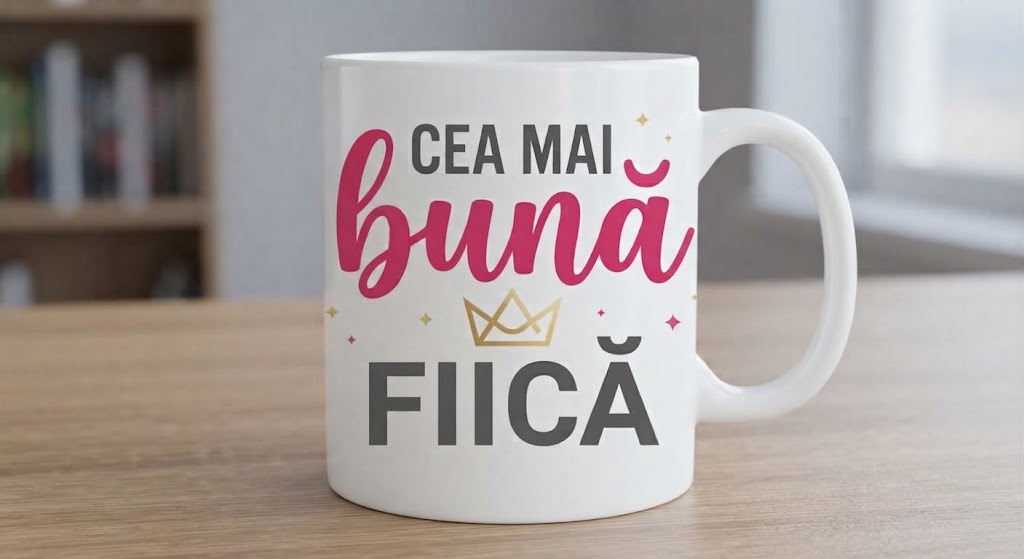 Cană pentru fiică – Cea mai bună fiică, cu coroană aurie