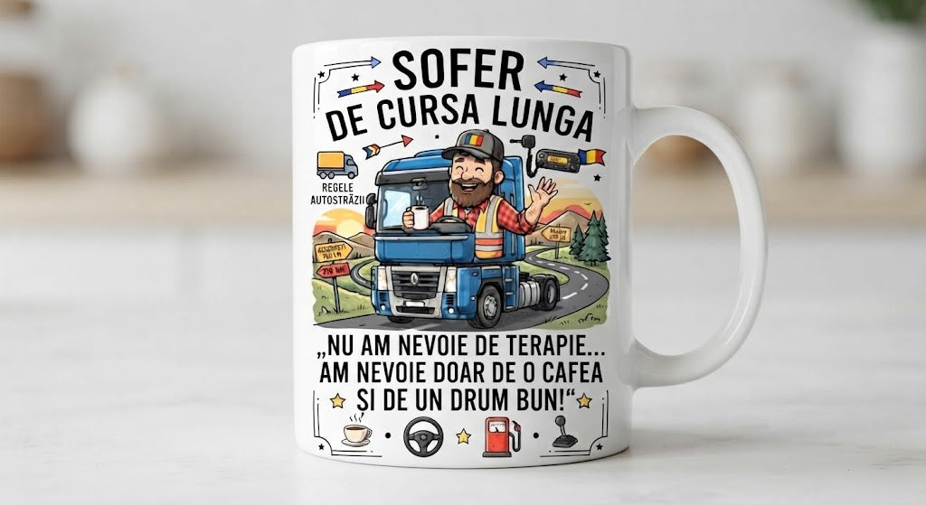 Cană Șofer de cursă lungă – O cafea și un drum bun!