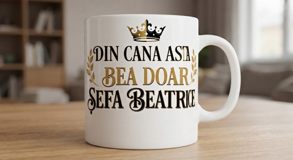 Cană Șefa Beatrice – Din cana asta bea doar șefa