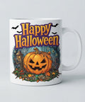 Cană Happy Halloween – Dovleac sculptat în pădure cu felinar