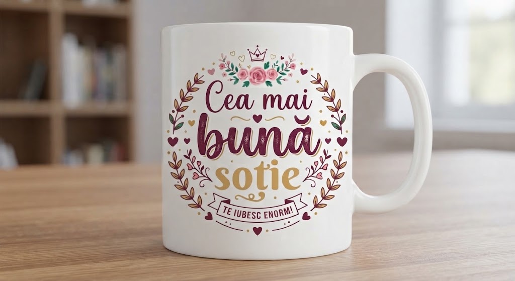 Cană pentru soție – Cea mai bună soție, Te iubesc enorm!