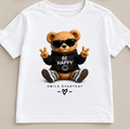 Tricou personalizat copii – Be Happy, ursuleț cu ochelari de soare