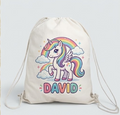 Săculeț personalizat cu unicorn și curcubeu