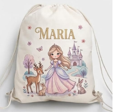 Săculeț personalizat cu prințesă și animăluțe