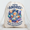 Săculeț personalizat cu vulpiță astronaut și mesaj