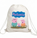 Săculeț personalizat cu familia Peppa Pig și nume