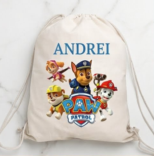 Săculeț personalizat cu Patrula Cățelușilor, logo și nume