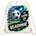 Săculeț personalizat cu minge de fotbal, Game On și nume