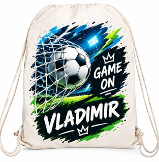 Săculeț personalizat cu minge de fotbal, Game On și nume