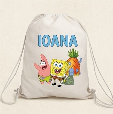 Săculeț personalizat cu SpongeBob, Patrick și nume