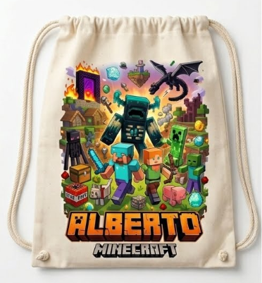 Săculeț personalizat cu Minecraft, personaje și nume