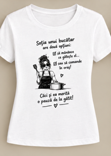 Tricou femei „Soția unui bucătar”, cu mesaj amuzant