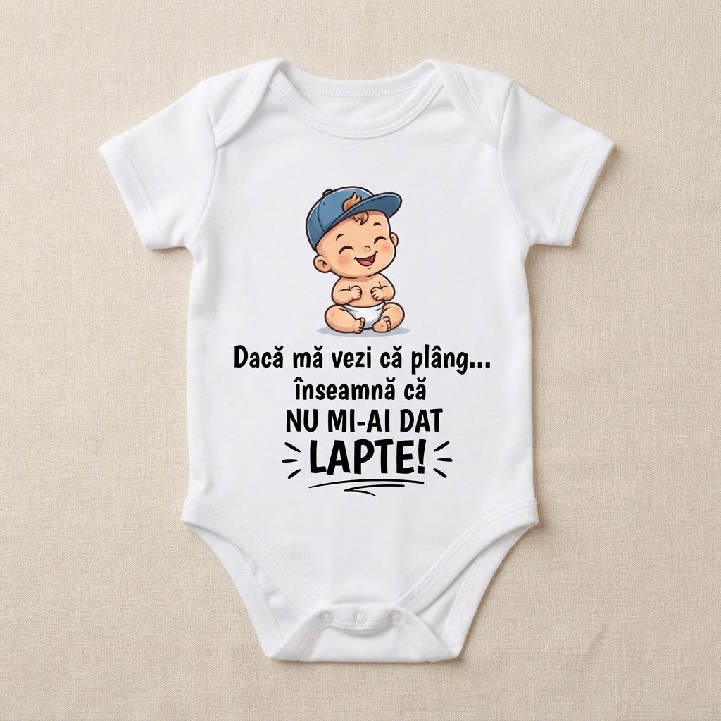 Body personalizat – Dacă mă vezi că plâng, șapcă albastră