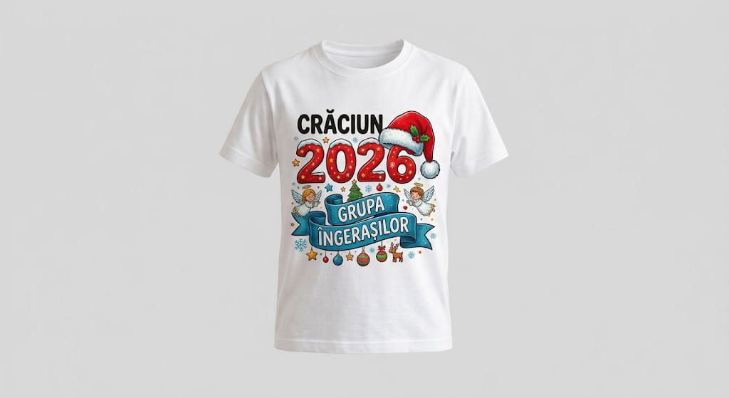 Tricou personalizat copii – Crăciun 2026, Grupa Îngerașilor