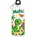 Bidon de apă personalizat cu dinozaur verde și numele copilului, 500 ml