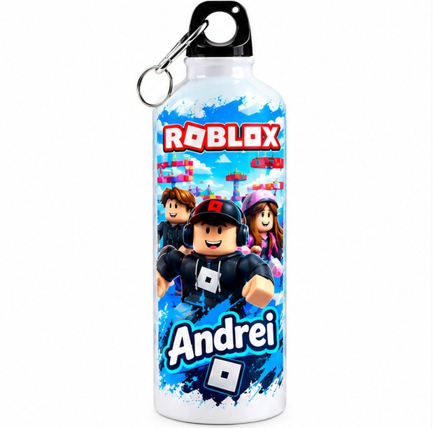 Bidon de apă personalizat cu Roblox, personaje și nume, 500 ml