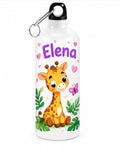 Bidon de apă personalizat cu girafă și numele copilului, 500 ml