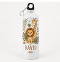 Bidon de apă personalizat cu leu, girafă și numele copilului, 500 ml