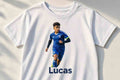 Tricou personalizat copii cu nume – Fotbalist în albastru, Lucas