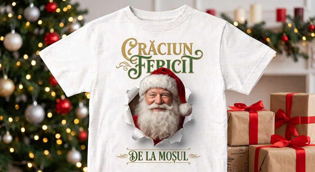 Tricou personalizat copii – Crăciun Fericit de la Moșul