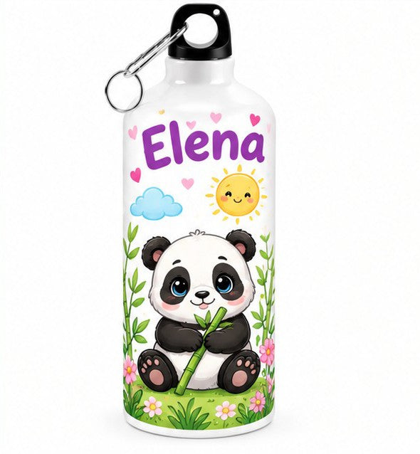 Bidon de apă personalizat cu panda și bambus și numele copilului, 500 ml