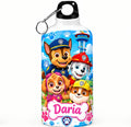 Bidon de apă personalizat cu Patrula Cățelușilor și numele copilului, 500 ml