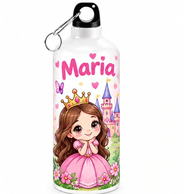Bidon de apă personalizat cu prințesă și numele copilului, 500 ml