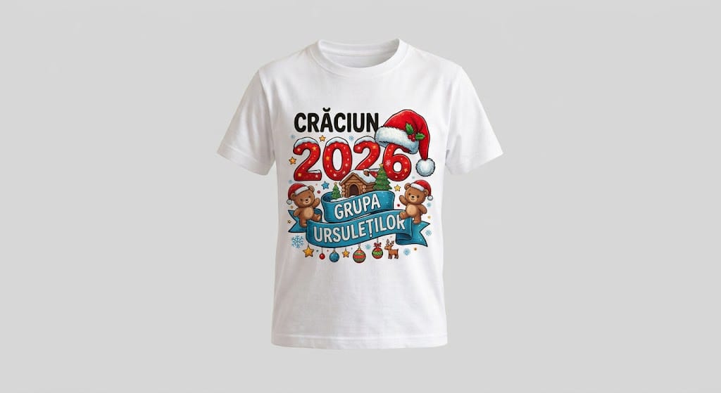 Tricou personalizat copii – Crăciun 2026, Grupa Ursuleților