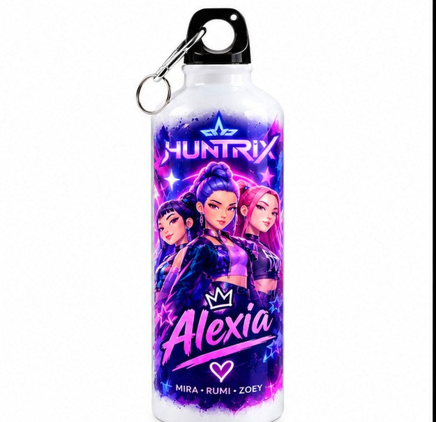 Bidon de apă personalizat cu HUNTR/X, Mira, Rumi, Zoey și nume, 500 ml