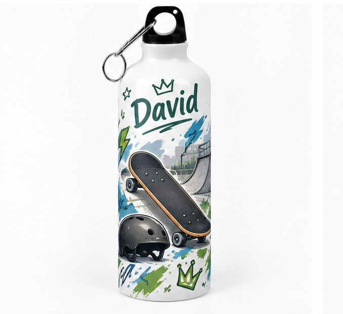 Bidon de apă personalizat cu skateboard și numele copilului, 500 ml