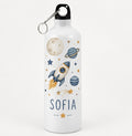 Bidon de apă personalizat cu rachetă, planete și numele copilului, 500 ml
