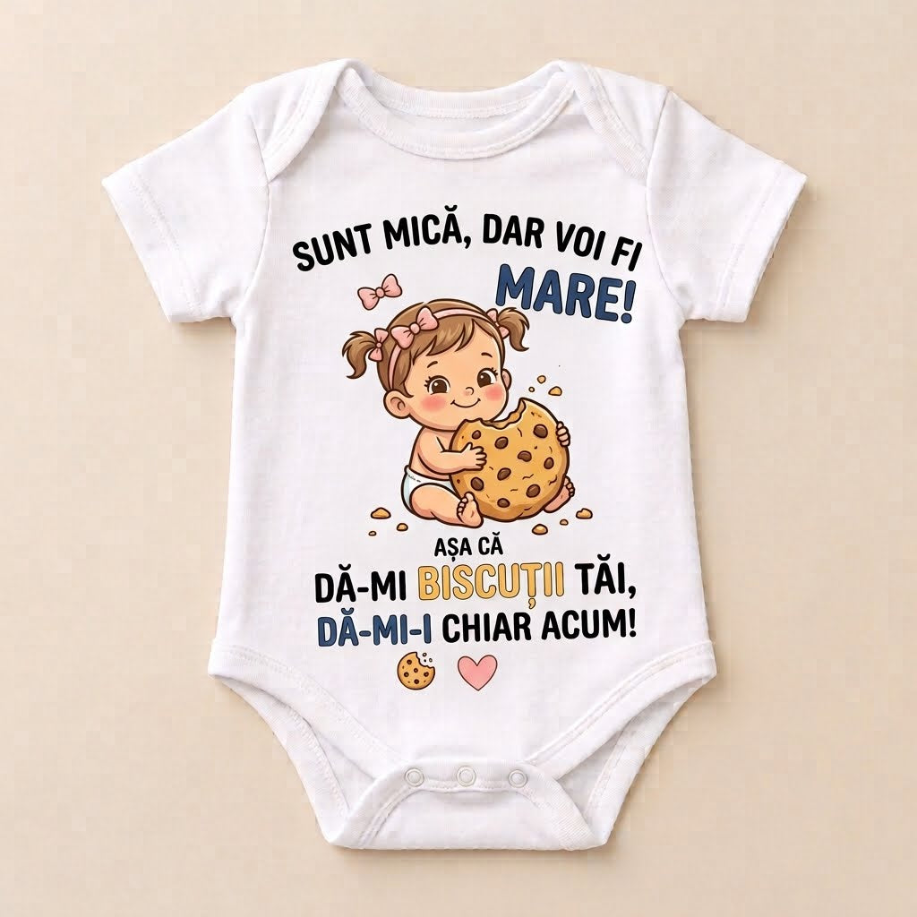 Body personalizat – Sunt mică, dar voi fi mare, biscuiți