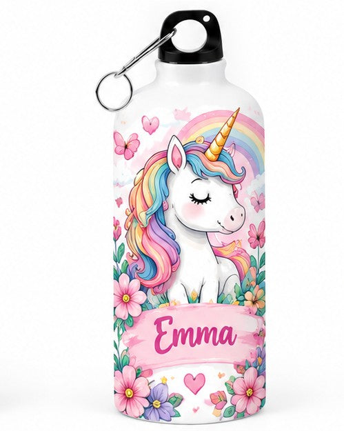 Bidon de apă personalizat cu unicorn și numele copilului, 500 ml