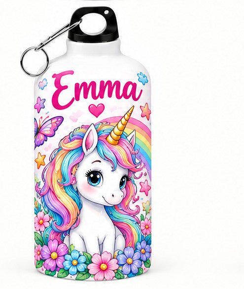 Bidon de apă personalizat cu unicorn și numele copilului, 500 ml