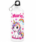 Bidon de apă personalizat cu unicorn, curcubeu și numele copilului, 500 ml