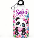 Bidon de apă personalizat cu panda, inimioară și numele copilului, 500 ml