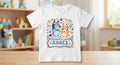 Tricou personalizat copii cu nume – Rareș, cățeluși și ramă multicoloră