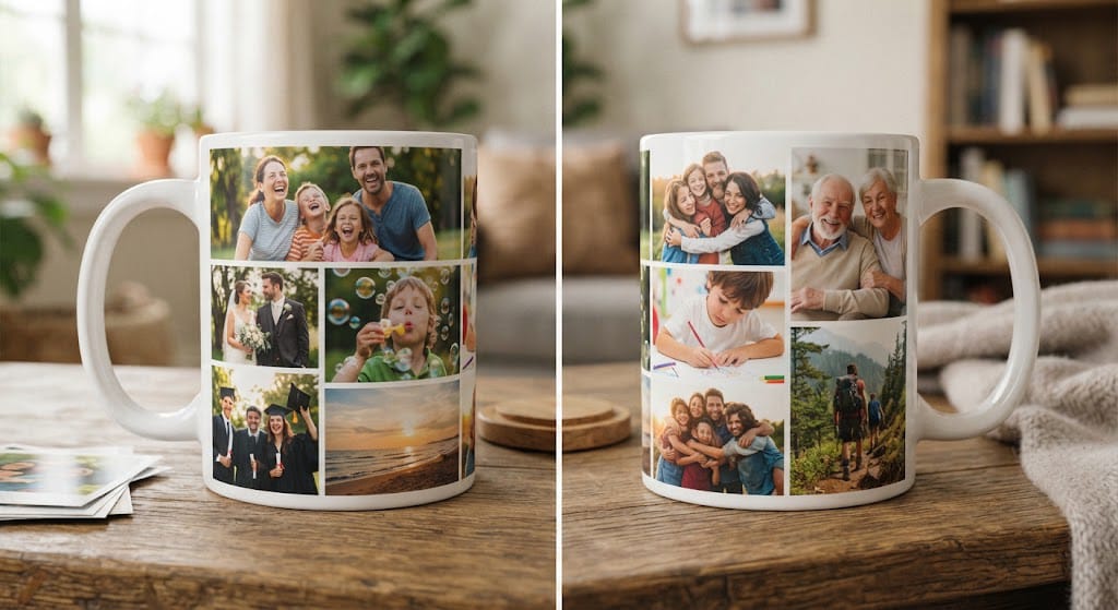 Cană personalizată cu colaj foto – Amintiri de familie