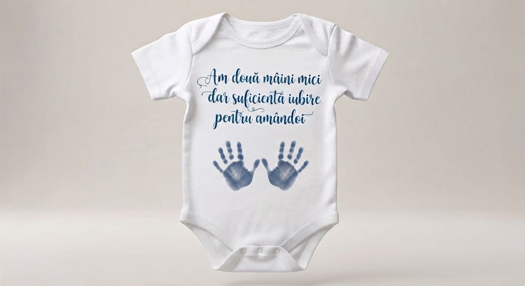 Body personalizat – Am două mâini mici, iubire pentru amândoi, albastru